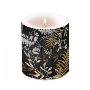 Luxury Leaves fekete illatgyertya virágmintával, 10x10cm - Ambiente