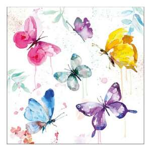 Pillangó kollekció fehér papírszalvéta vízsínű pillangó mintával - Szalvéta