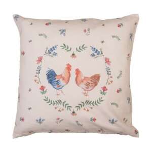 CLEEF.CAR21 40x40cm pamut párnahuzat tyúk és kakas mintával - Clayre & Eef