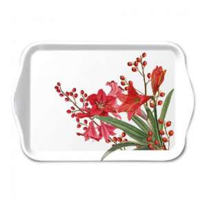 Műanyag tálca piros virágmintával, 13x21cm - Tálca