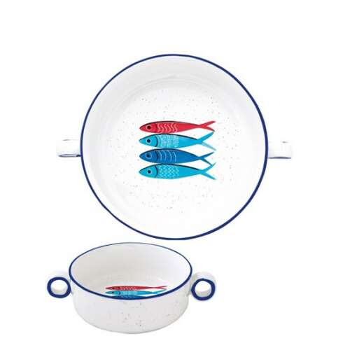 R2S.2206SARD Sardine's Party porcelán tál fülekkel, 12cm