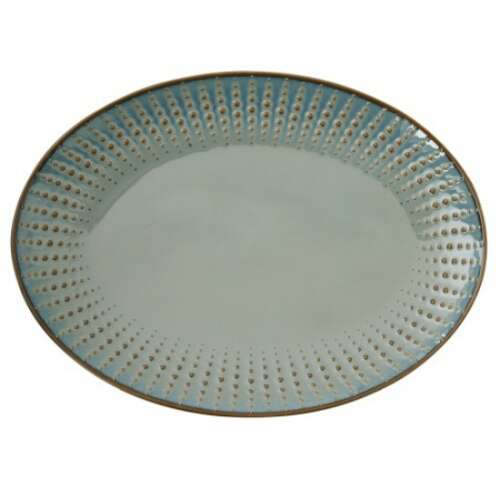 R2S.2771DROC ovális porcelán tálca, 32x23cm, Drops Celadon