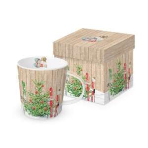 Karácsonyi síelés porcelán bögre ajándékdobozban, 0,35l - Nonbrand Bögre