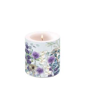 Lunaria Green illatú gyertya virágmintával, 8x7,5cm - Ambiente