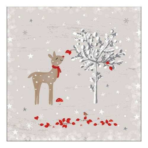 Sniffing Deer karácsonyi szalvéta, aranyos szarvas mintával, 33x33cm, 20 darabos