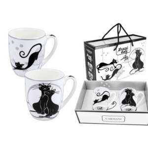 H.C.017-2603 Porcelán bögreszett 2 db-os, 400ml, fekete macskás 91259035 - Bögre