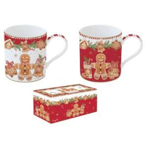 R2S Fancy Gingerbread Porcelán Bögre szett, 2 bögre mézeskalács mintával díszdobozban, 350ml - Nonbrand Bögre