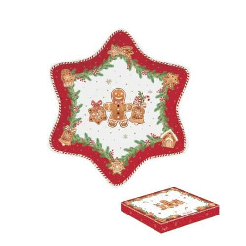 R2S.1484FANG Porcelán csillagtálca 22,5cm, dobozban, Fancy Gingerbread 80613270