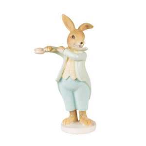 CLEEF.6PR3852 Húsvéti nyuszi figurka tulipánfuvolával, 8x5x16cm, műanyag dekoráció - Clayre & Eef