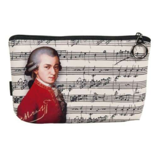 Mozart kozmetikai táska, poliészter, 19x2,5x13cm, zenei jegyzetek mintával