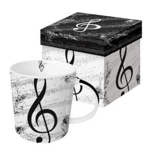 I Love Music porcelánbögre hegedűkulcsos mintával, 0,35l, ajándékdobozban - Nonbrand Bögre