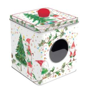 Karácsonyi manós fémdoboz ablakkal, 13x13x14,5cm - Ételtárolás