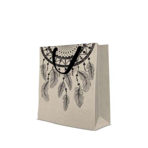 Nagy papír ajándéktaska álomfogó mintával, fekete fülekkel