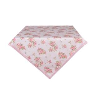 CLEEF Sweet Roses asztalterítő, 100x100cm, 100% pamut, rózsaszín virágmintás - Clayre & Eef