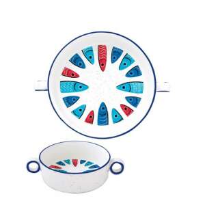 R2S.2207SARD 16cm porcelántál fülekkel, Sardine' Party mintával - Tál