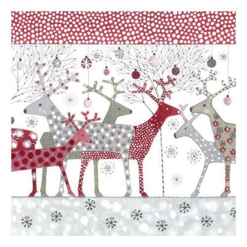 Scandic karácsonyi papírszalvéta rénszarvas mintával, 33x33cm, 20 darabos