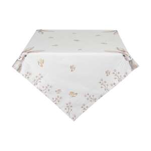 CLEEF Rustic Easter Bunny Asztalterítő, 130x180cm, 100% pamut, fehér nyuszi és pillangó mintával - Clayre & Eef