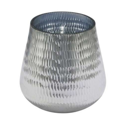 Elegáns Ezüst Üveg Mécsestartó - 10x10x11cm