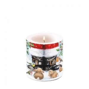 Looking Up To Santa gyertya, Mikulás csizma mintával, karácsonyi gyertya, díszgyertya - Lakberendezés