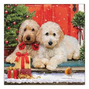 Dogs at the door karácsonyi szalvéta, 20 darabos, 33x33cm - Szalvéta