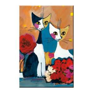 Rosina Wachtmeister hűtőmágnes két macskával és virágokkal, Village party design - Hűtőmágnes