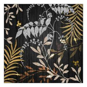 Luxury Leaves Black papírszalvéta virágmintával - Szalvéta