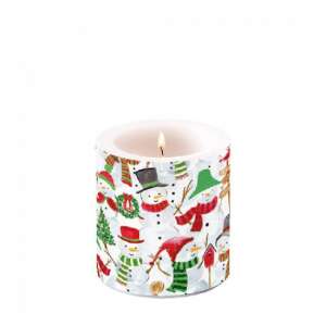 Snowman Party gyertya hóember mintával, 8x7,5cm - Lakberendezés