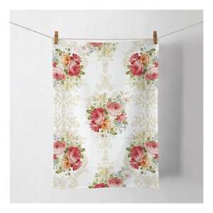 Sara Cream konyharuha konyharuhátörlő virágmintával, 50x70cm, 100% pamut - Ambiente