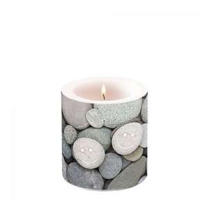 Smile kavicsmintás oszlopos gyertya, 8x7,5cm - Lakberendezés