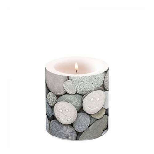 Smile kavicsmintás oszlopos gyertya, 8x7,5cm