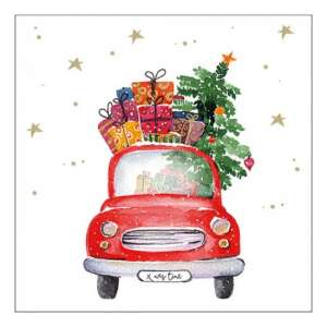 Karácsonyi teherautó ajándékokkal és karácsonyfával papírszalvéta, 20 darabos, 33x33cm - Háztartási papírtermék