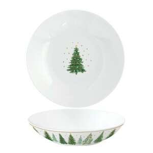 R2S Festive Trees porcelán mélytányér, 20,5 cm, karácsonyi témájú tál - Tányér