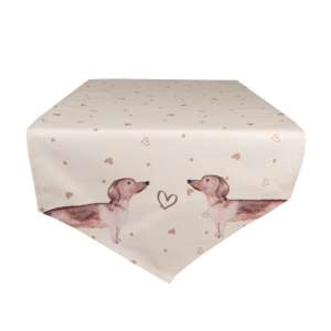CLEEF.DHL65 Asztali futó 50x160cm, 100% pamut, Dachshund Love - Clayre & Eef