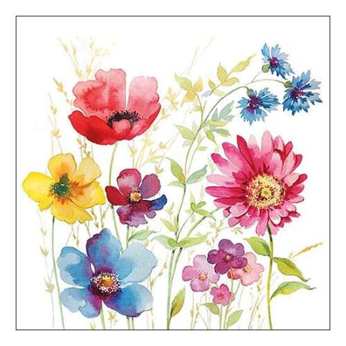 Aquarell Meadow virágmintás papírszalvéta, 20 darabos