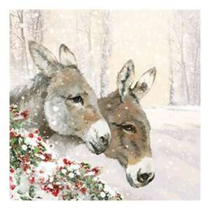 Sebastian & Isabella karácsonyi szalvéta, két szamár téli tájjal - Háztartási papírtermék