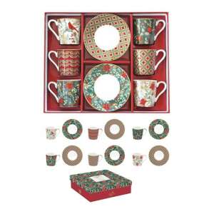R2S.126CJOY Porcelán eszpresszócsésze+alj 6 személyes, 100ml, dobozban, Coffee Mania, Christmas Joy 80614481 - Tálalás