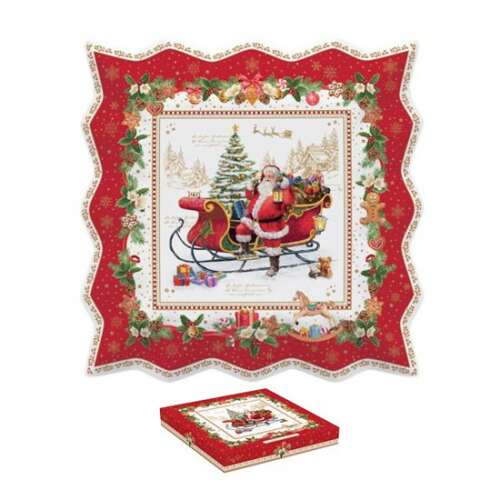 R2S.1005CHME Porcelántálca 30x30cm, dobozban, Christmas Memories 80614493