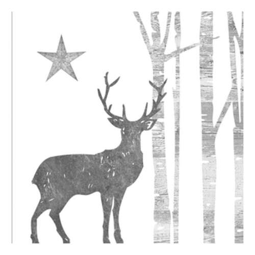 Mystic Deer Silver White papírszalvéta, szarvas és nyírfa mintával