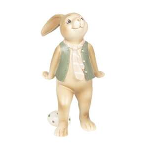 CLEEF.6PR2628 Húsvéti nyuszi figura, 9x7x15cm, műanyag, csíkos nyakkendővel - Clayre & Eef