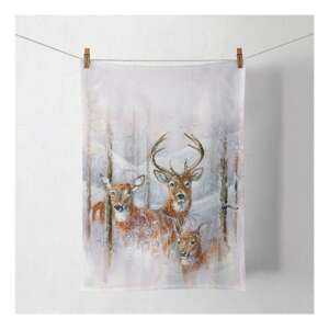 Wilderness Stag konyharuha konyharuhák, 50x70cm, 100% pamut, téli erdőben három szarvas - Ambiente