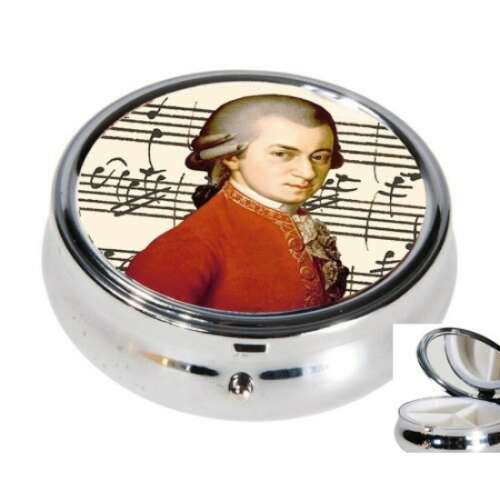 Mozart Fém Gyógyszeres Doboz - 3 Rekeszes - 6x2,1cm