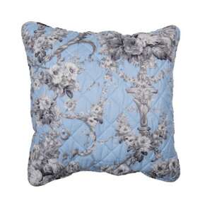 CLEEF.Q192.030 50x50cm kék virágos steppelt párnahuzat, poliészter - Clayre & Eef
