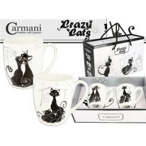 H.C.017-2601 Porcelán bögreszett 2 db-os, 400ml, fekete macskás 80615130