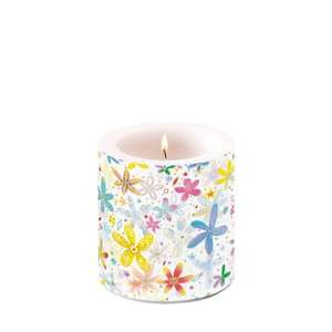 Fancy Flowers átvilágítós gyertya virágmintával, 8x7,5cm - Lakberendezés