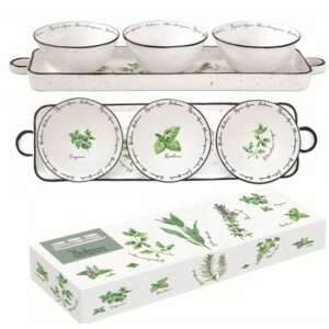 Herbarium porcelán tálkaszett 3 tálkával és tálcával - Tál