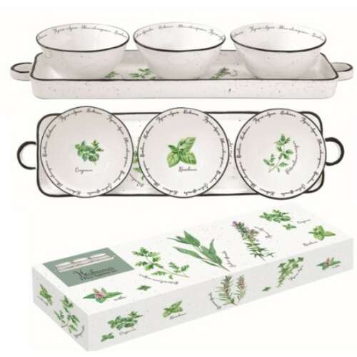 Herbarium porcelán tálkaszett 3 tálkával és tálcával