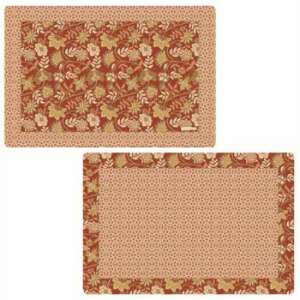 Fleurs Des Reves kétoldalas tányéralátét, 45x30cm, piros és bézs virágmintás - Tányéralátét