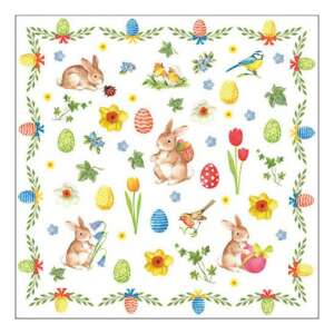 Húsvéti nyuszi és tojás mintás papírszalvéta, 20 darabos - Szalvéta