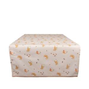 CLEEF.YFB64 Asztali futó 50x140cm, 100% pamut, Your Favourite Breakfast, kávé és croissant mintával - Clayre & Eef