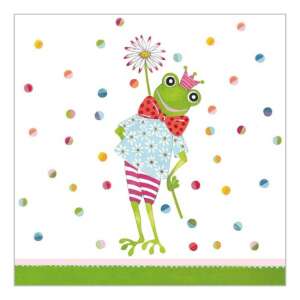 Happy Frog papírszalvéta, 20 darabos, 33x33cm, vicces béka mintával - Háztartási papírtermék